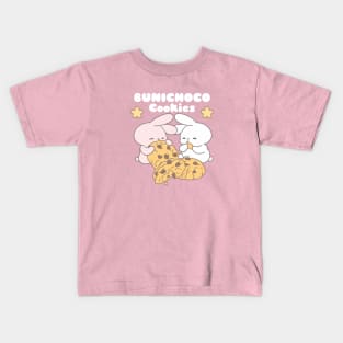 Cute Bunnies Enjoying Chocolate Cookies Kids T-Shirt